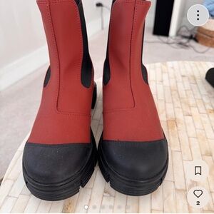 Ganni Women's Red and Black Rain Boots